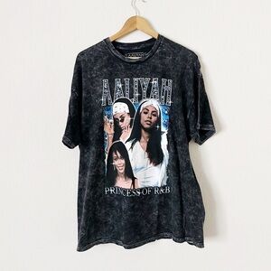 NEW Aaliyah Princess of R&B Acid Wash Graphic T-Shirt
